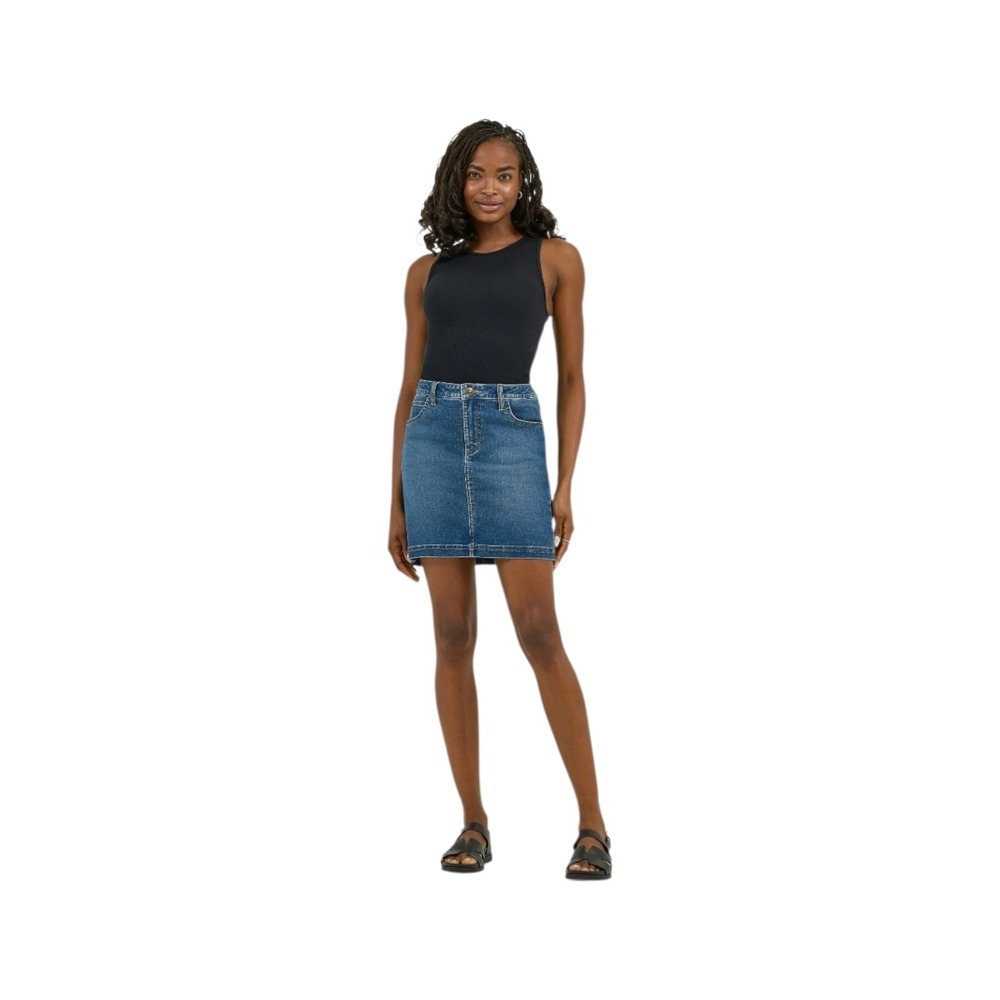 Lee Women's Midrise Wild Charge Blue Denim Jean Skort Shorts Inside Plus Size 18